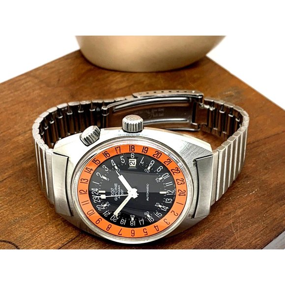 Glycine Airman SST Men's Watch Vintage Swiss Automatic Black Orange Dial - Picture 7 of 13